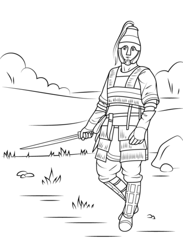 Celtic Armored Warrior Coloring Page